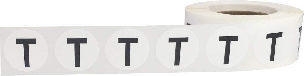 Letter T Inventory Labels .75 Inch Round Circle Dots 500 Adhesive Stickers