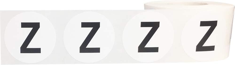 Letter Z Inventory Labels 1.5 inch Round Circle Dots 500 Adhesive Stickers