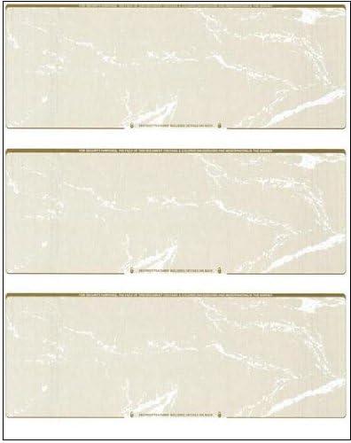Business Voucher Check Stock - Computer Laser Checks - 3 Checks Per Page, 1000 Sheets/3000 Checks, Gold Marble