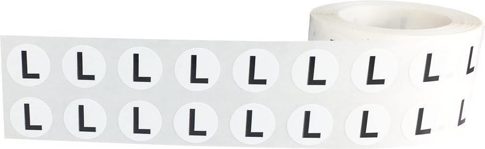 Alphabet Letters L Stickers for Arts and Crafts, Semi-Gloss Paper with Strong Adhesive, Ideal for Inventory Organization, and Filing, 1/2 Inch Round, 1000 Labels per Roll