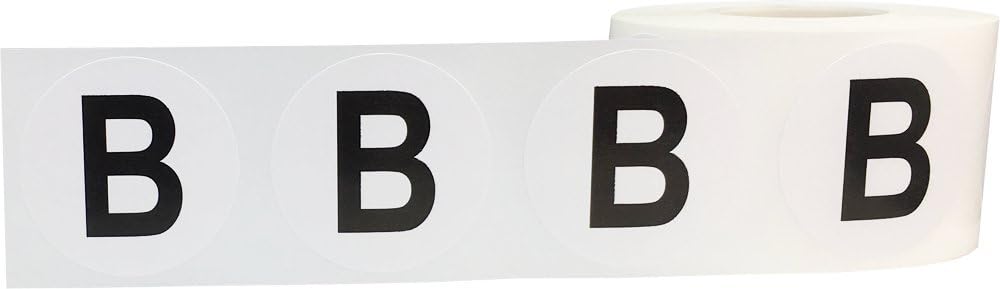 Letter B Inventory Labels 1.5 Inch Round Circle Dots 500 Adhesive Stickers