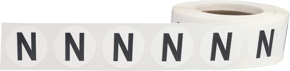 Letter N Inventory Labels .75 Inch Round Circle Dots 500 Adhesive Stickers