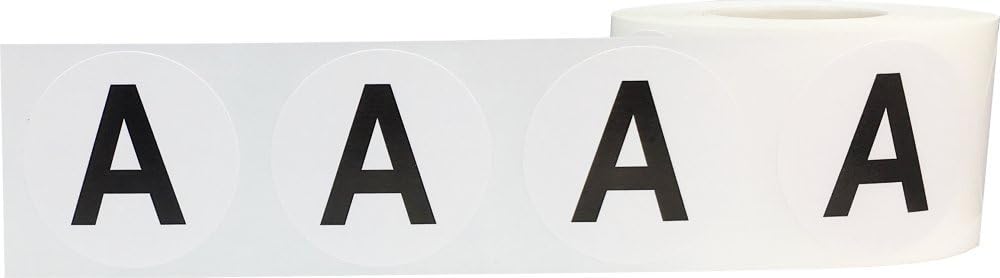 Letter A Inventory Labels 1.5 Inch Round Circle Dots 500 Adhesive Stickers