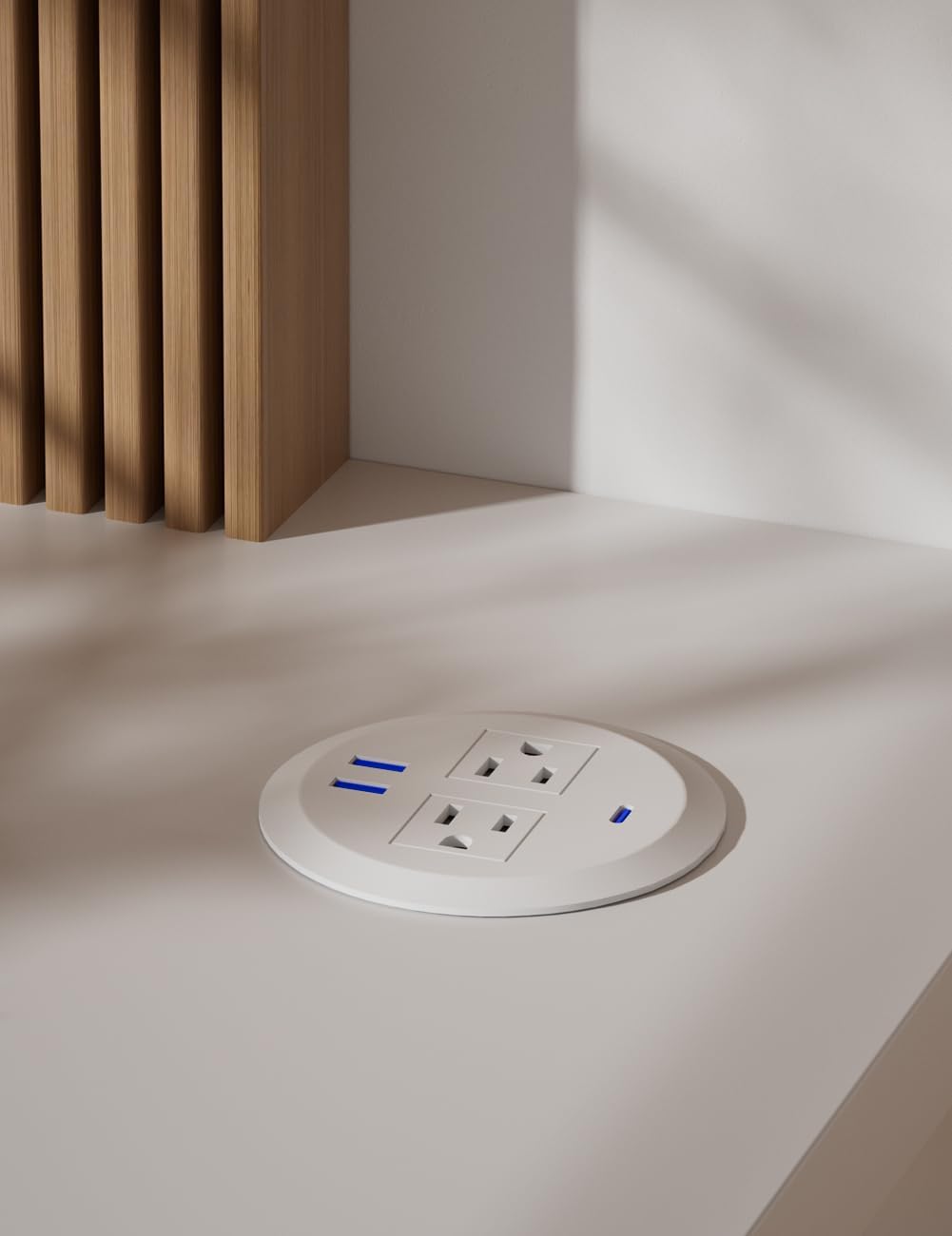 3 Inch Desktop Power Grommet,20W USB C Fast Charging Station,3-USB Port,Flush Mount,6.5 ft Power Cord.Round Recessed Power Strip,Desk Hole Grommet Outlet for Workspace,Sofa,White
