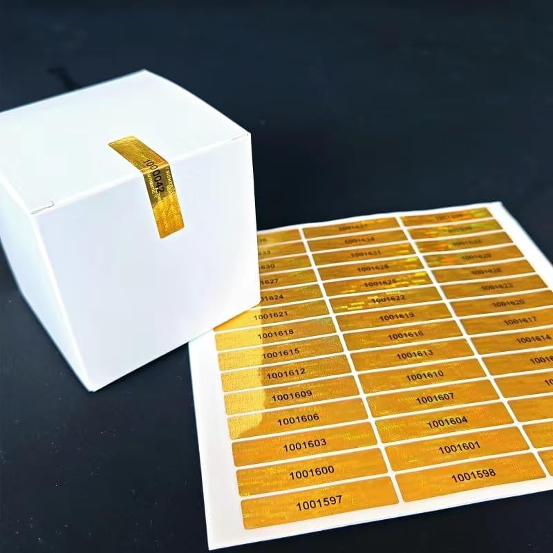 2x0.4inch Hologram Seal Sticker ,Tamper evident Holographic Label,Security Warranty Void Stickers with Serial Number(320pcs,Gold)…