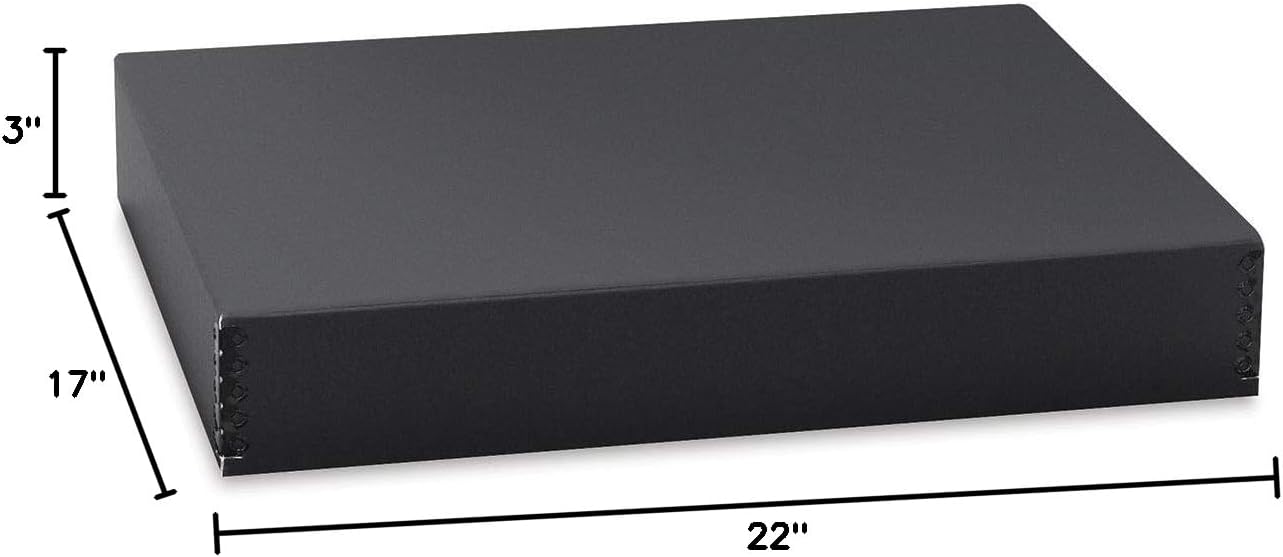 Lineco 17x22" Archival Print Storage Box, Drop Front Design, 3.0" Deep, Exterior Color: Black