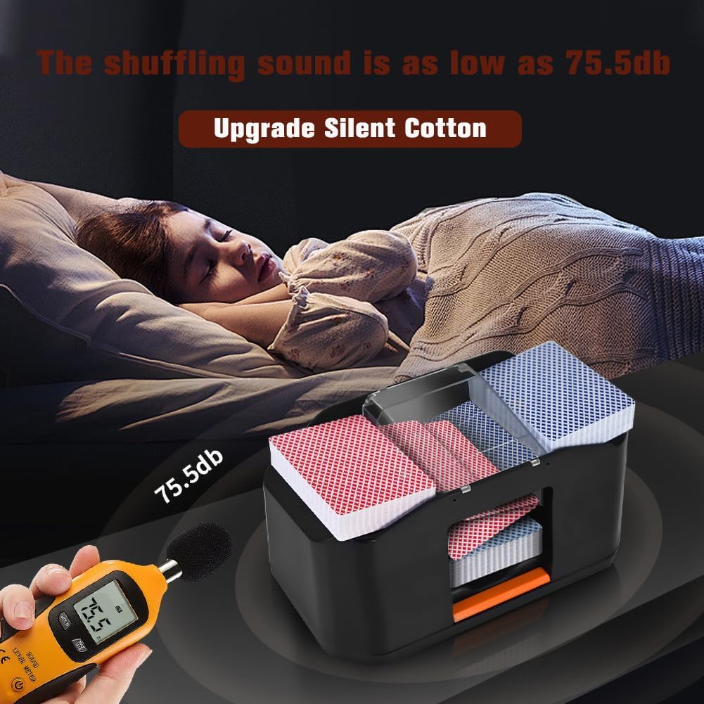 Rechargeable Card Shuffler Machine,Automatic Poker Shuffler for 1-2 Decks, Shuffling Mixer for Standard Size Playing Cards, Home Game Accessory