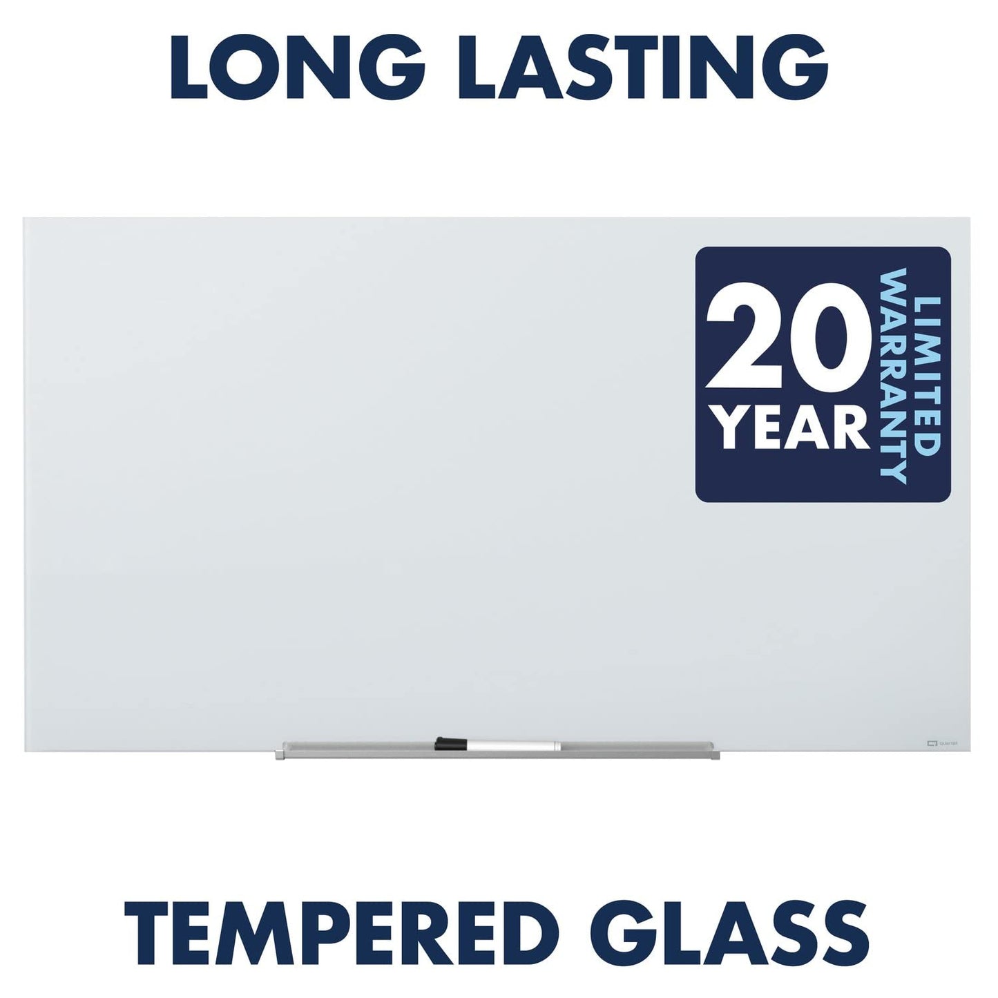 Quartet Glass Whiteboard, Magnetic Dry Erase Board, Wall Mounted Whiteboard for Office, School and Home, 48" W x 48" H, White (Q25F02IMW)