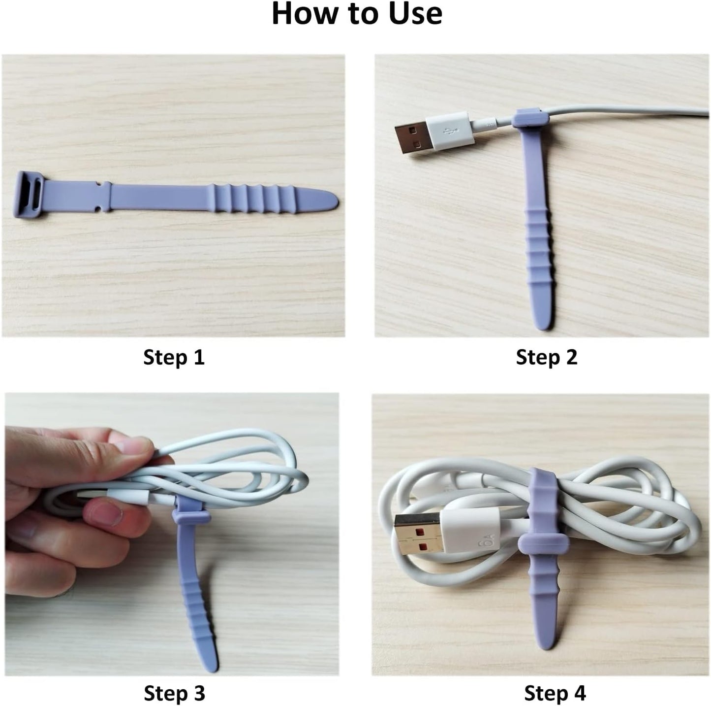 Reusable Silicone Zip Ties Cord Organizer: Silicone Cable Ties Straps for Cable Management - 20PCs 4.5” Blue Elastic Wire Cord Organizer for Home Office and Travel