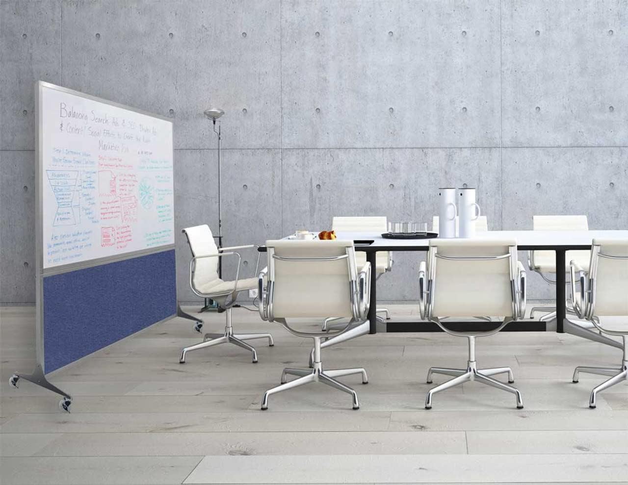 DivideWrite Mobile Whiteboard | Double Sided Dry Erase Board | Portable Office Cubicle Partition | Display for Classrooms, Conference Rooms, Meeting Areas and More | Black Fabric 6' Wide X 6' Tall