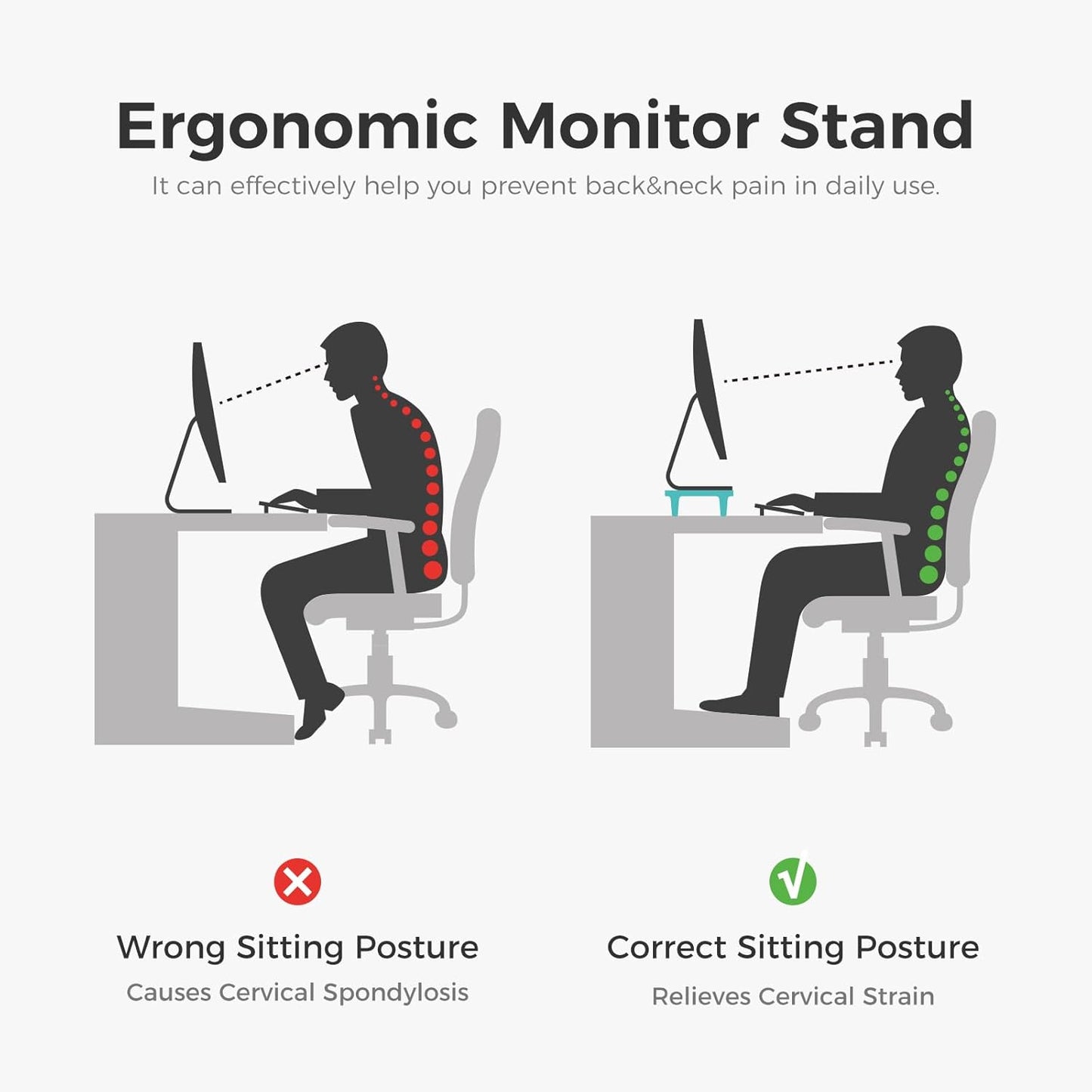 loukin Dual Monitor Stand Riser for Desk, 43.6"*8.2"*3.2" Large Computer Stand for 2 Monitors, Laptop, Printer, Length and Angle Adjustable Computer Shelf, Home Office,Max 43.6" Length(Brown)
