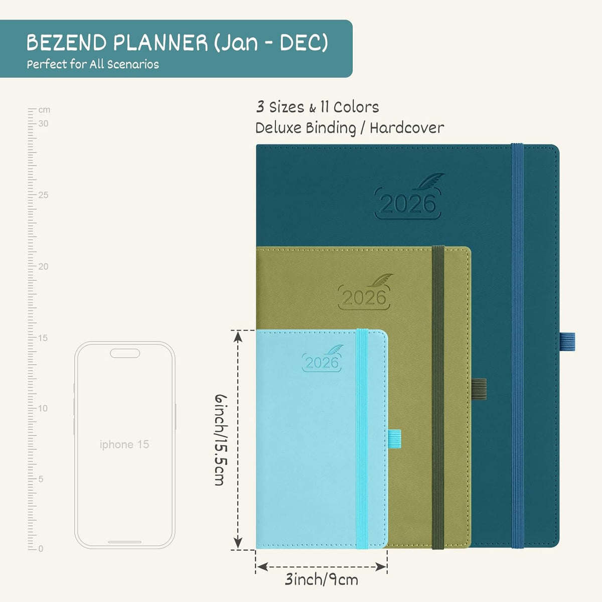 BEZEND Pocket Calendar 2026 Weekly and Monthly (3.5" x 6") Small Daily Planner for Purse (Jan-Dec) with Notes & Expenses, Inner Pocket, Pen Holder, Vegan Leather Hardcover - Red