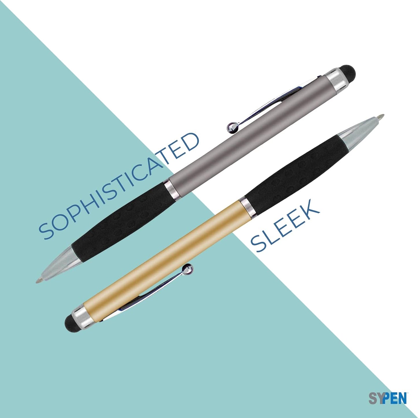 Stylus Pens -2 in1 Capactive Touch Screen with Ballpoint Writing Pen Sensitive Stylus Tip For Your iPad iPhone Samsung Galaxy & All Smart Devices -Metallic Barrel - Assorted Colors Comfy Grips,12 Pack
