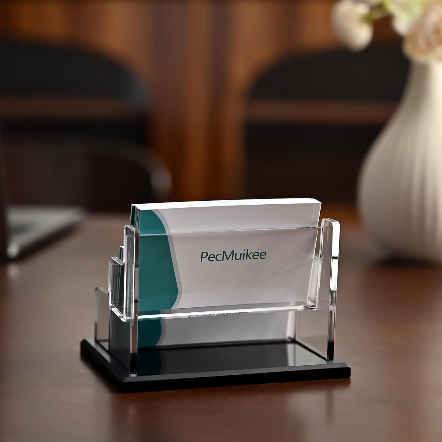 PecMuikee Business Card Holder for Desk,Acrylic Business Card Display Stand,Multiple Business Card Holders for Office, Exhibition, Home, Restaurant (ZFZ-MPH-2C)