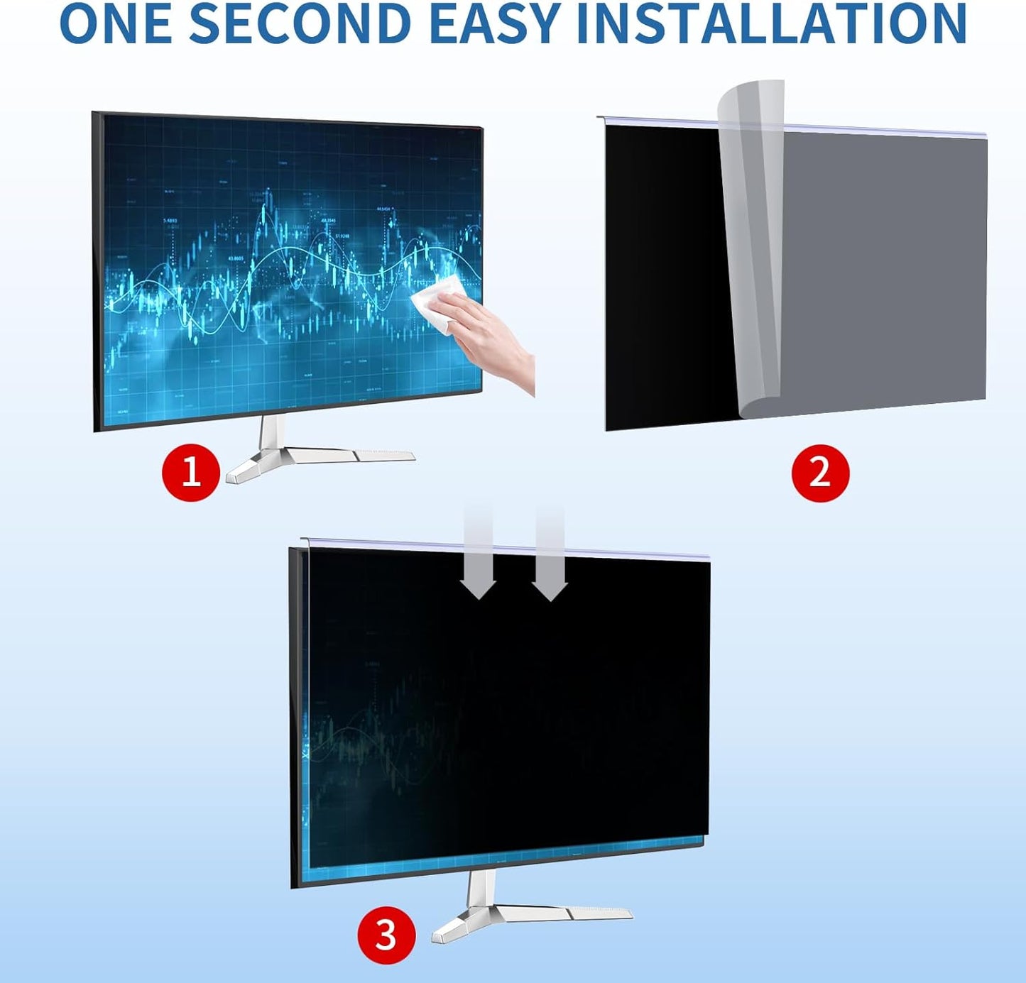 〔2-Pack〕 27 Inch Computer Privacy Screen Filter for 16:9 Monitor, Anti-Blue Light, Anti-UV Blue Light Blocking Removable Privacy Protector Shield, Hanging Type