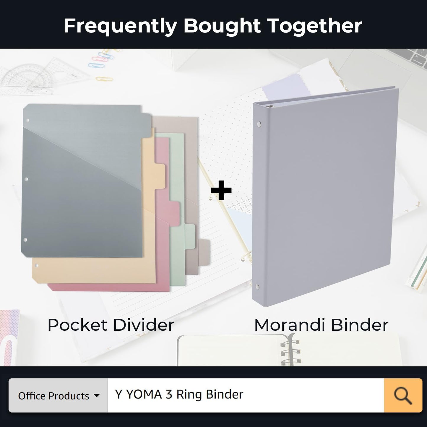 Y YOMA Colored 3 Ring Binder Dividers with Pocket Letter Size Paper Binder Tabs Page Dividers Cute Decorative Binder Index Dividers for Office School Home with 1/5-Cut Tabs, Fashion Color(5 Sheet)