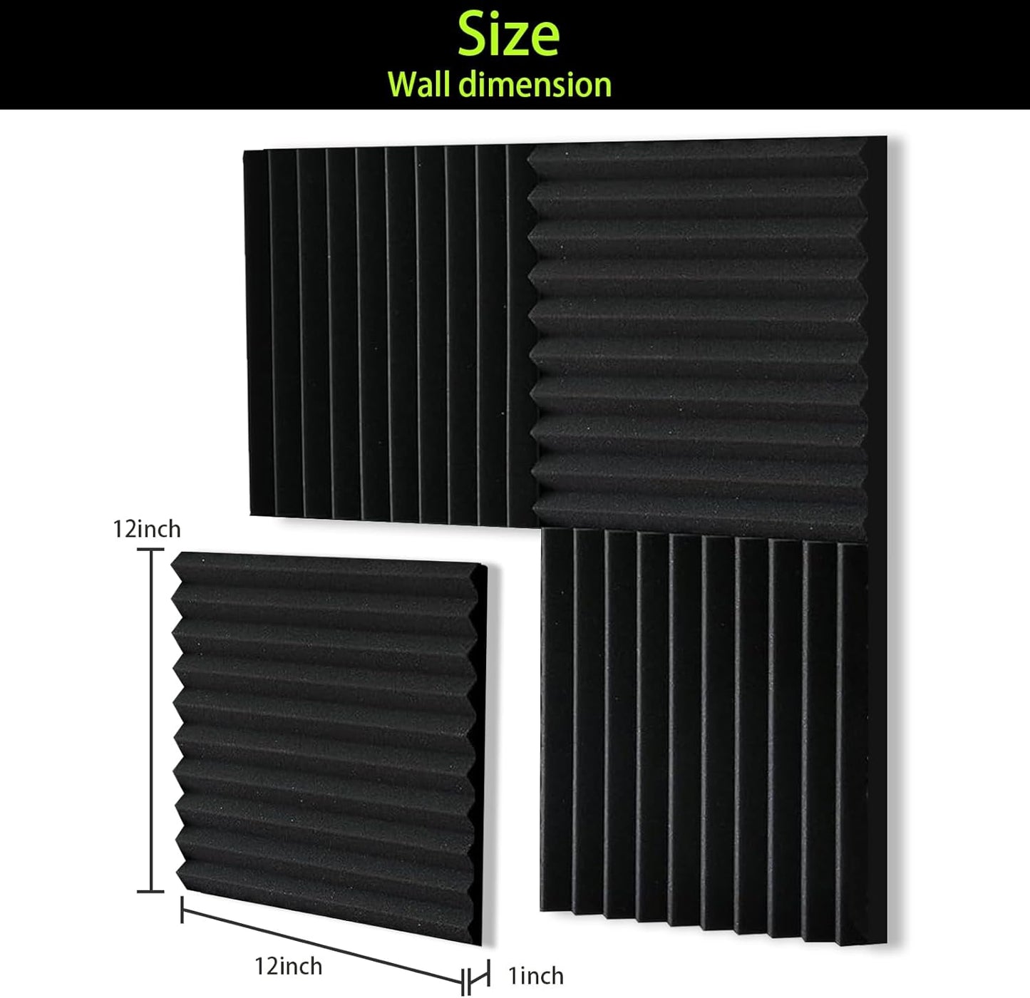 24 Pack Sound Proof Foam Panels for Walls 12x12x1 Inches, Wedges Acoustic Panels Sound Absorbing, Acoustic Foam Panels for Recording Studio, Home, Office