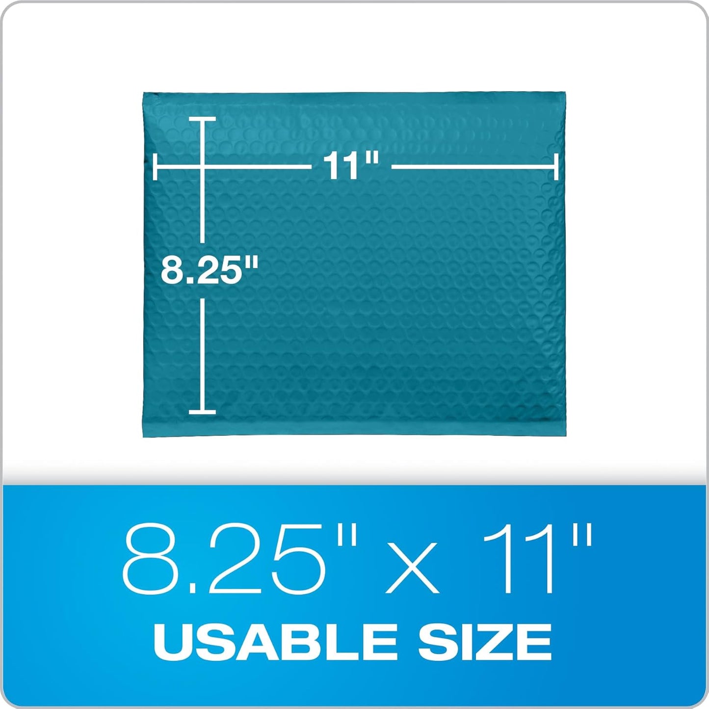Quality Park Bubble Mailers, 8.25 x 11 Shipping Envelopes, Water Resistant Blue Poly Padded Envelopes, Redi-Strip Peel Off Closure, 25/Box (QUA85867), Letter
