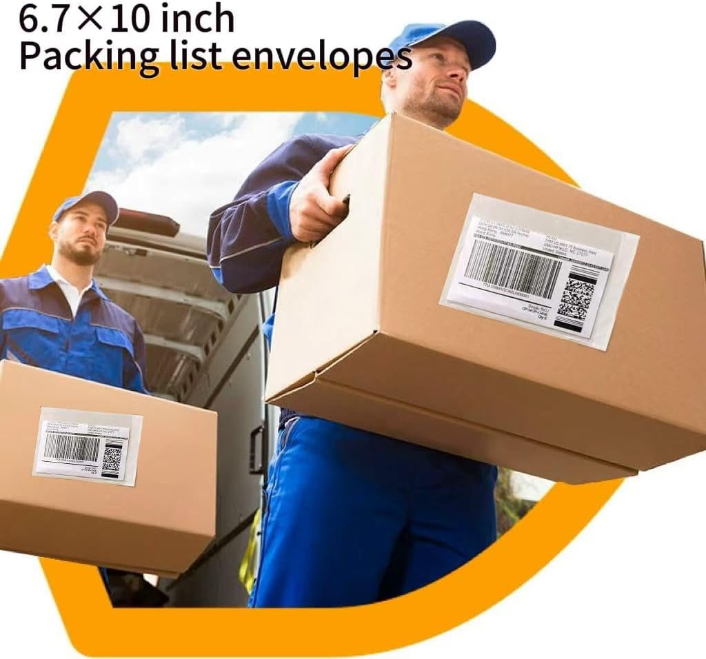 1000PCS 6.7" x 10" Self-Adhesive Packing Slip Pouches, Clear Packing List Envelopes, Plastic Waterproof Shipping Pouch Enclosed Envelopes Envelope for Packing Mailing Labels Slip/Invoice/Sleeves