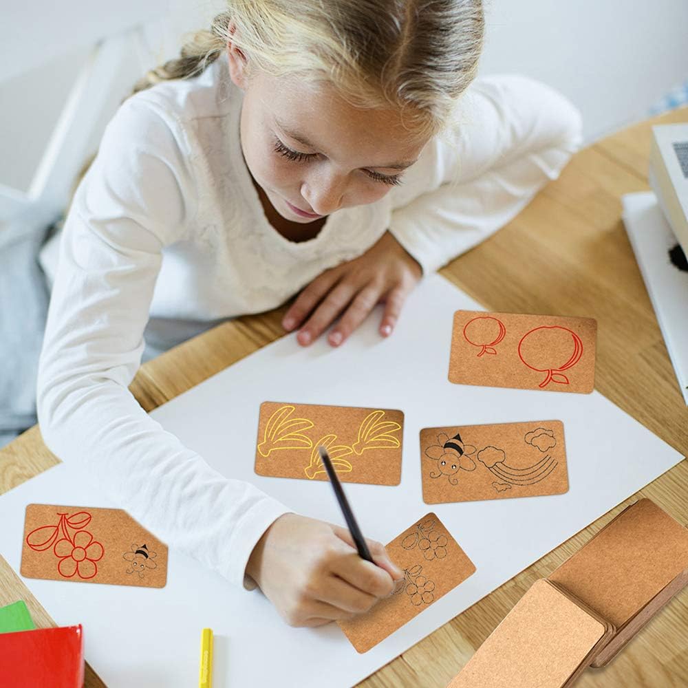 100pcs 3.54"x2" Blank Kraft Paper Business Card, Words Message Notes paper Tags, Mini Craft Cardboard Festival gifts