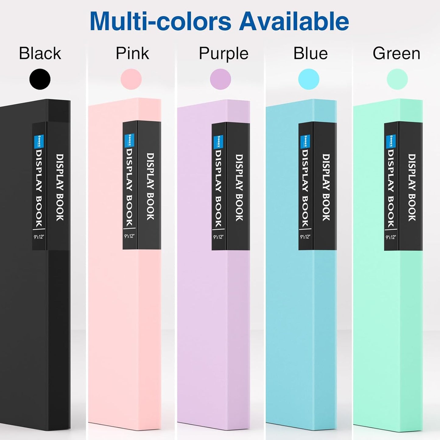 Sooez Art Portfolio 9x12, Binder with Plastic Sleeves, 30 Pockets Display 60 Pages, Black Mounting Paper, Presentation Book for Artwork, Folder with Clear Sheet Protectors for Office School Organizer
