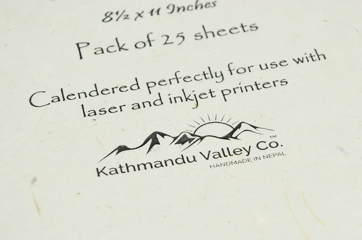 Handmade Lokta Laser and Inkjet Printer Paper with Deckle Edge 8.5x11 Inch Vintage Decorative Specialty Printing Paper (25 Sheets, Natural)