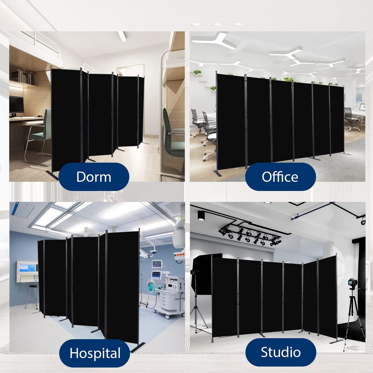 Room Divider and Folding Privacy Screens, 6 Panel Wide Room Divider Wall Screen for Room Separtition, Partition Room Dividers Fabric Panel Wall Dividers Freestanding for Office, Bedroom, Studio Dorm