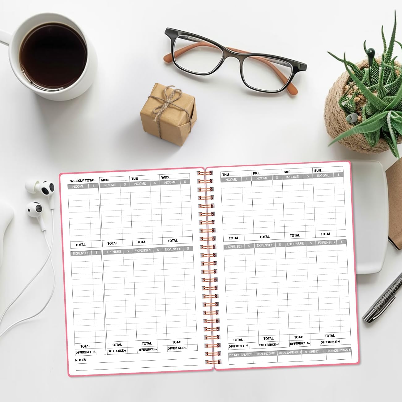 Heveboik Income & Expense Log Book - A5 Income and Expense Tracker for Small Business, Accounting Bookkeeping Tracking for Woman and Man, 5.8" x 8.3", Pink