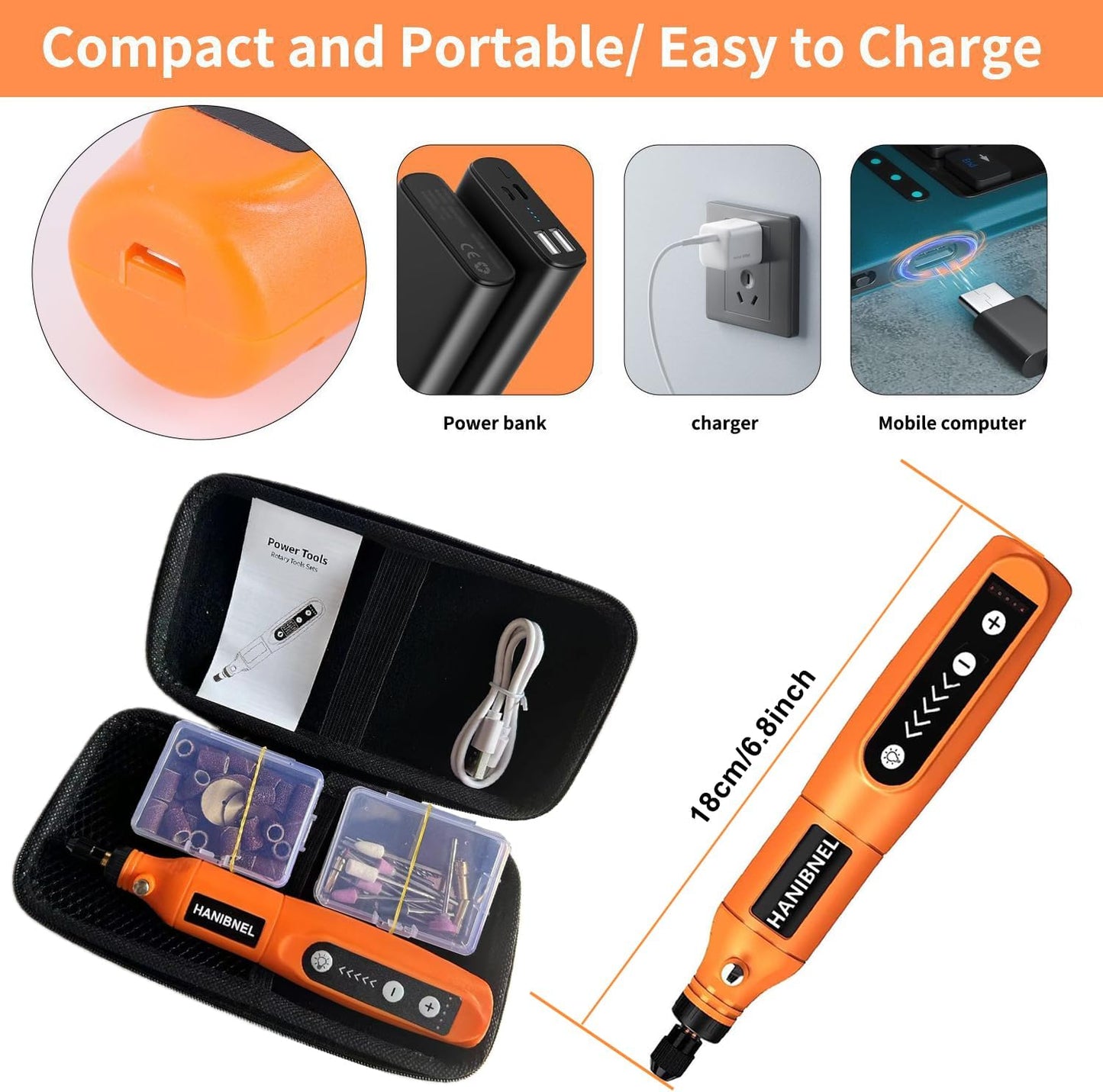 Mini Cordless Rotary Tool Kit, 5 Speed Power Engraving Tool with 71 Accessories, 3.7V Li-ion Battery Multi-Purpose Craft Rotary Tool for Engraving, Polishing, Sanding, DIYCrafts
