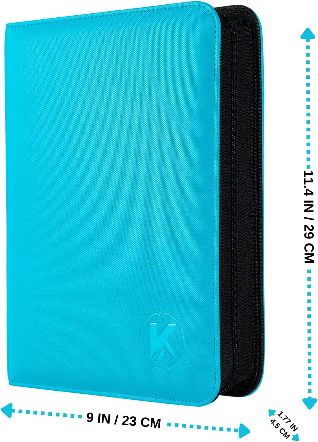 Toploader Binder, Holds 128+ Toploaders, 4 Pocket Top Loader Card Storage Case, Double-Sided Pockets for trading card in 3 x 4'' Toploaders(Blue)