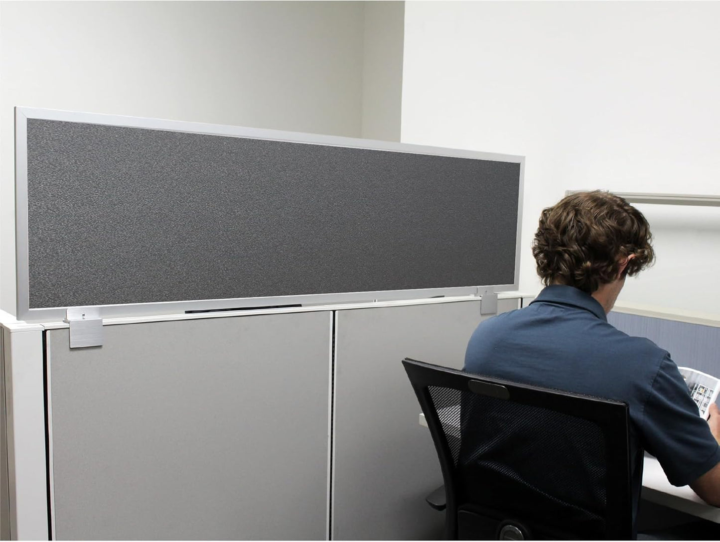 OBEX Acoustical Cubicle Privacy Screen Extender Desk Panel & Office Divider, Add Separation & Block Noise, 24" x 48", Graphite
