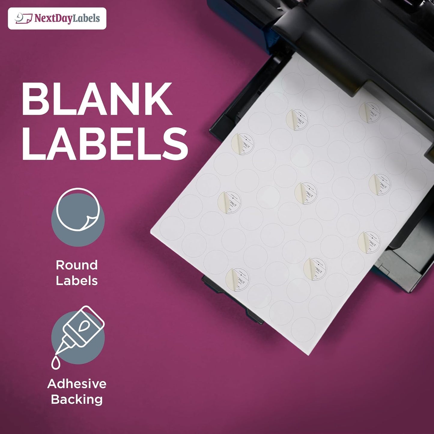 NextDayLabels - 1 Inch Round Labels - Matte White, Blank Circle Stickers for Laser/Inkjet Printers (1000 Sheets, 63000Labels)