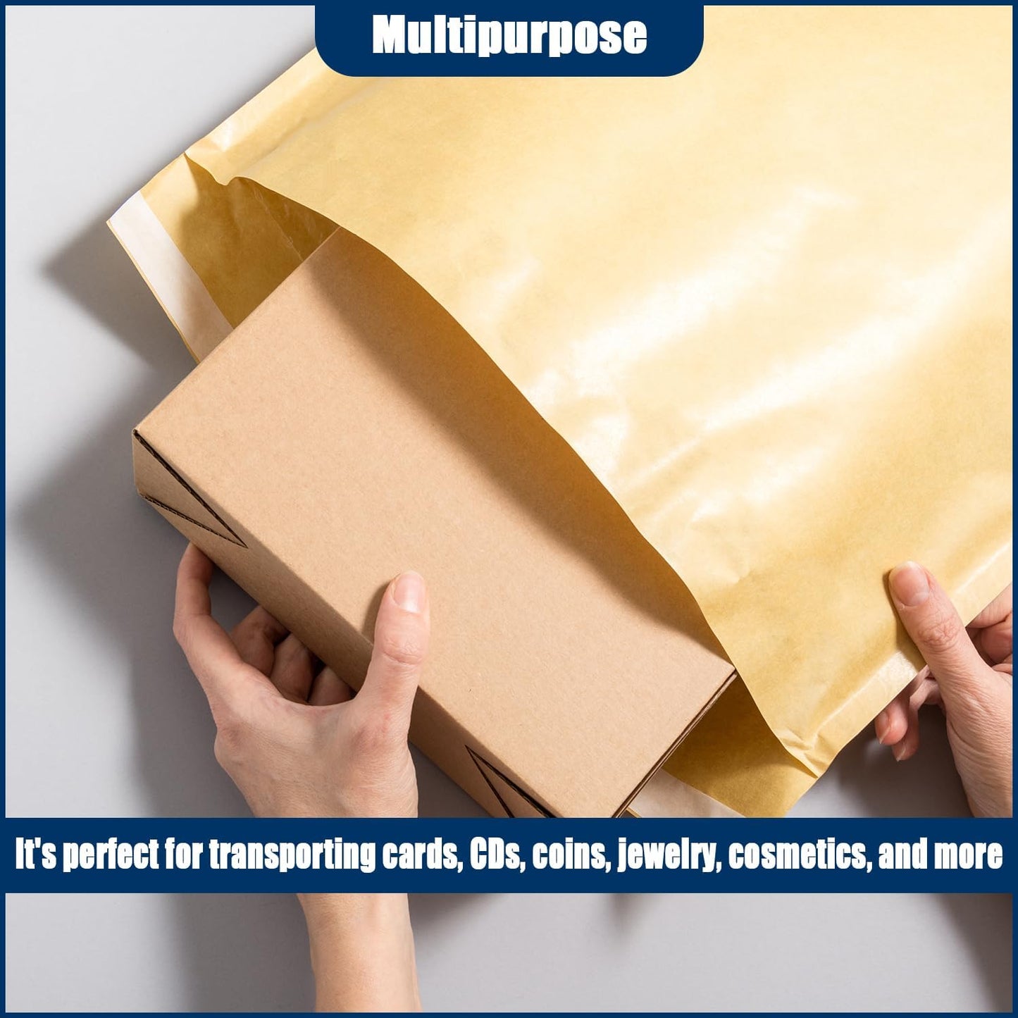 9.5in x 13.5in Kraft bubble mailer, ziplock mailer, yellow padded envelope, corporate waterproof padded bubble mailer for shipping, mailing, packaging (25PCS)