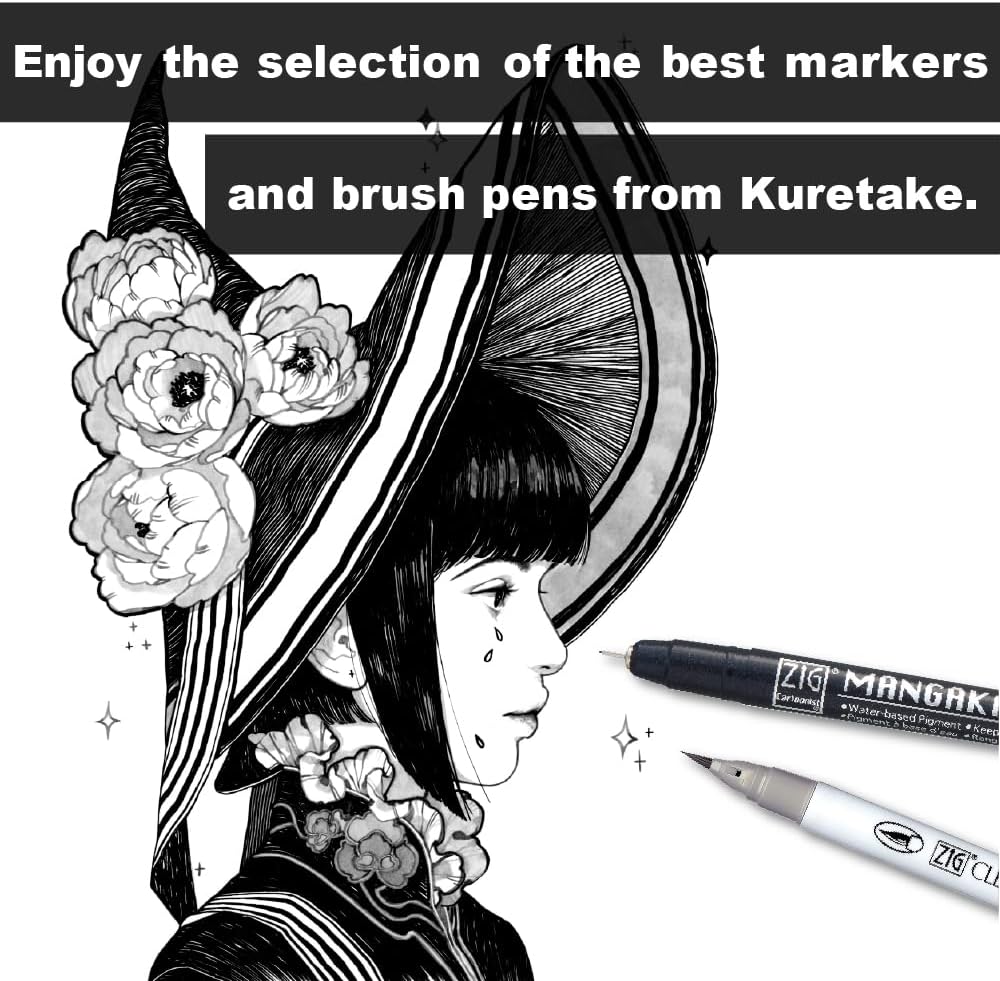 Kuretake Zig Inktober pen set, for Illustration, Manga Drawing, Lettering and Calligraphy, Professional Artist, Made in Japan (Special 23(6pcs.))