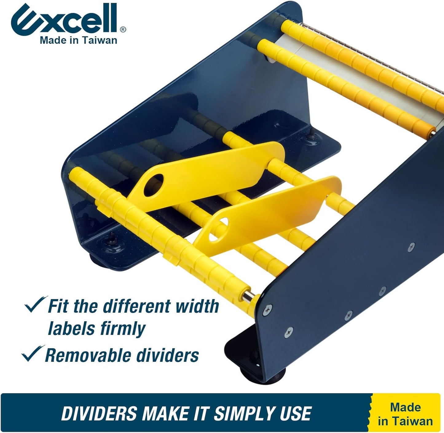 Excell LD-618 Manual Metal Table Label Dispenser: Ideal for Home, Office, Retail, and Warehouses. Fits 6.5" Labels. Features a Sturdy Metal Construction and Easy Label Dispensing.