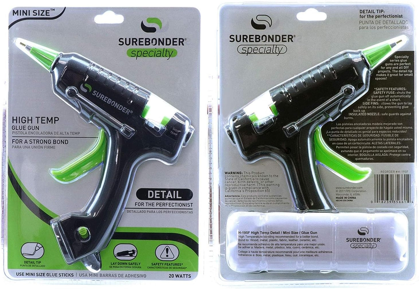 Surebonder H-195F Specialty Series 20 Watt Mini Size High Temperature Detail Hot Glue Gun (Pack of 12)