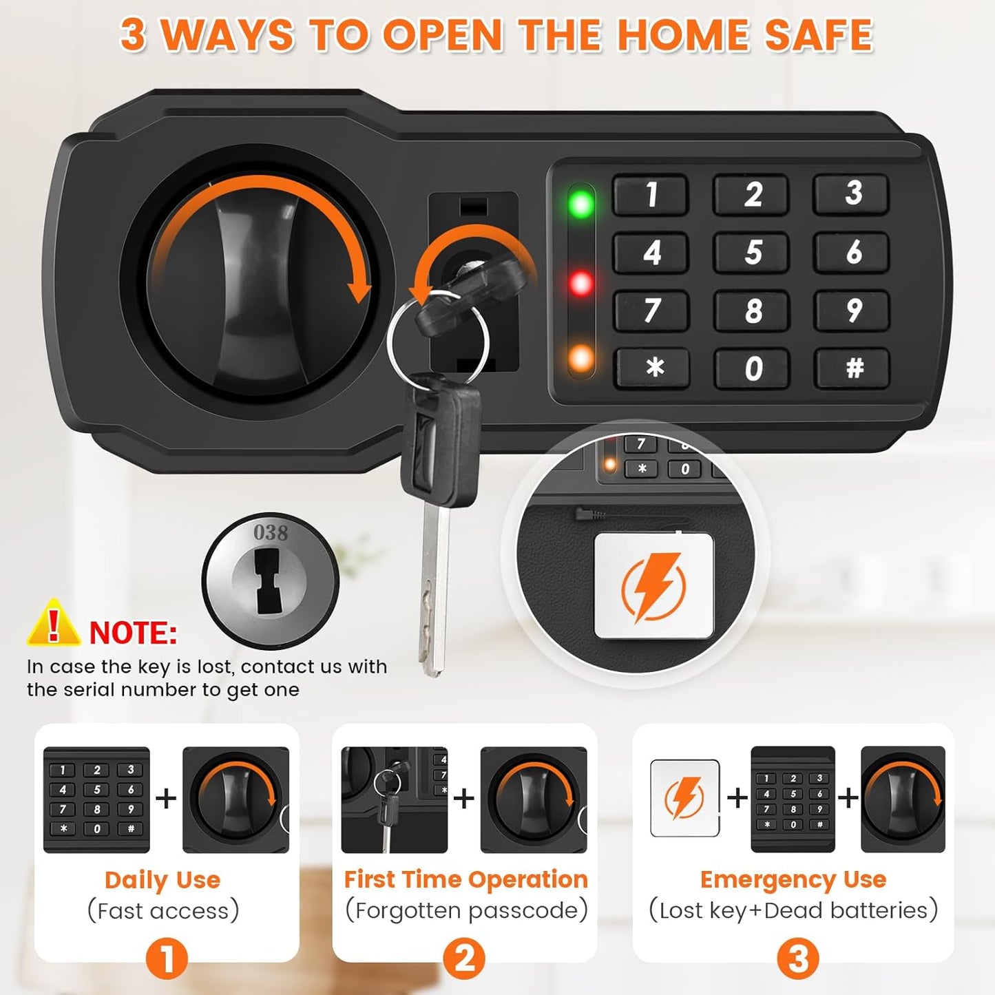 5.0 Cuft Large Fireproof Safe for HOME USE, Digital Home Security Box with Programmable Keypad and Spare Keys, Document Safe Fireproof Waterproof, Anti-Theft Fire Safety Box for Home Office