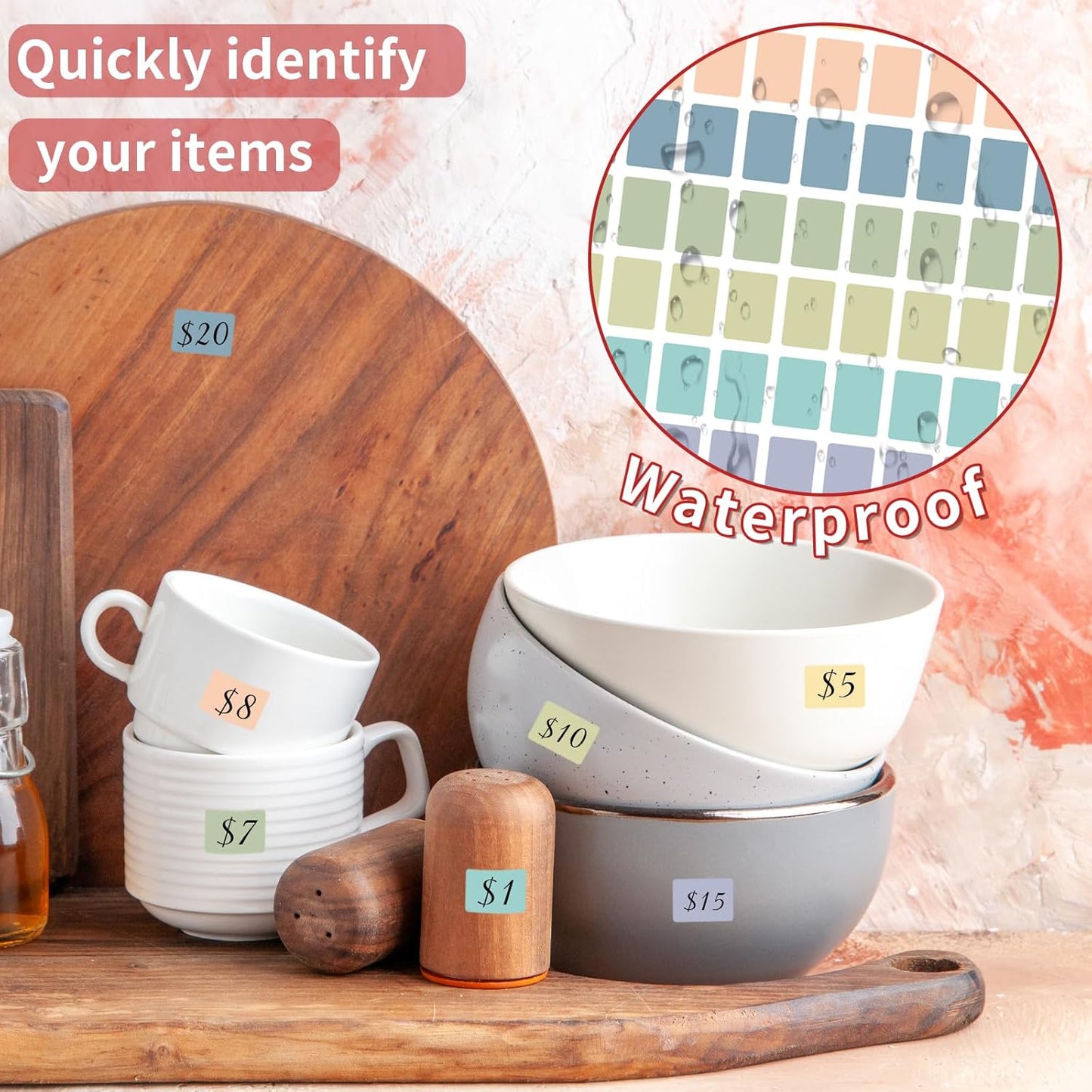 Starboling Color Coding Labels,3000 PCS 1/2" x 3/4" Morandi Rectangular Colored Labels Stickers,for Garage Sale,Price Tags,File Folder Tabs,and Classroom Organization