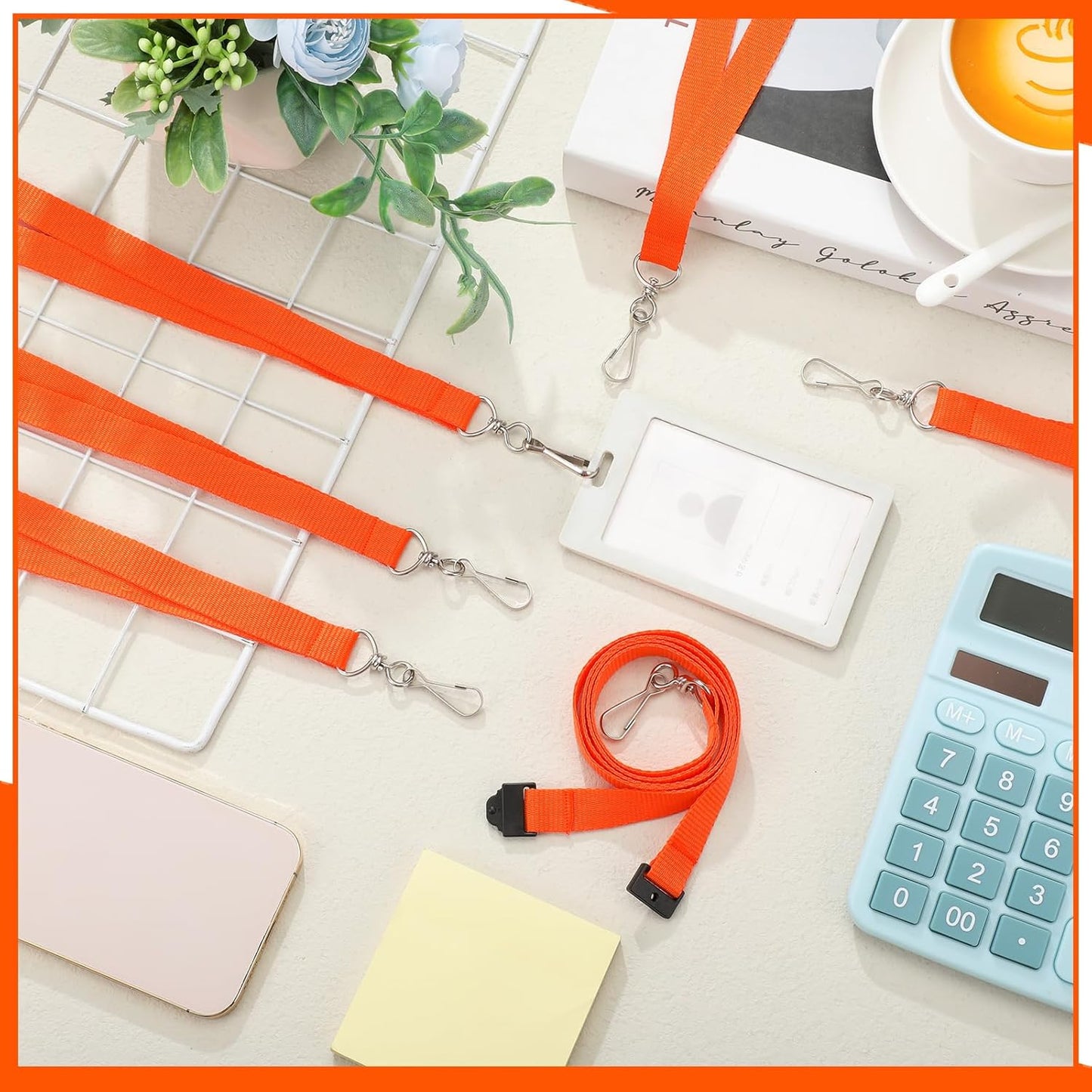 Patelai 120 Pcs Breakaway Lanyards with J Hook Bulk Flat for ID Badges Neck Badge Lanyards Card Nametag Holder Neck Straps (Orange)