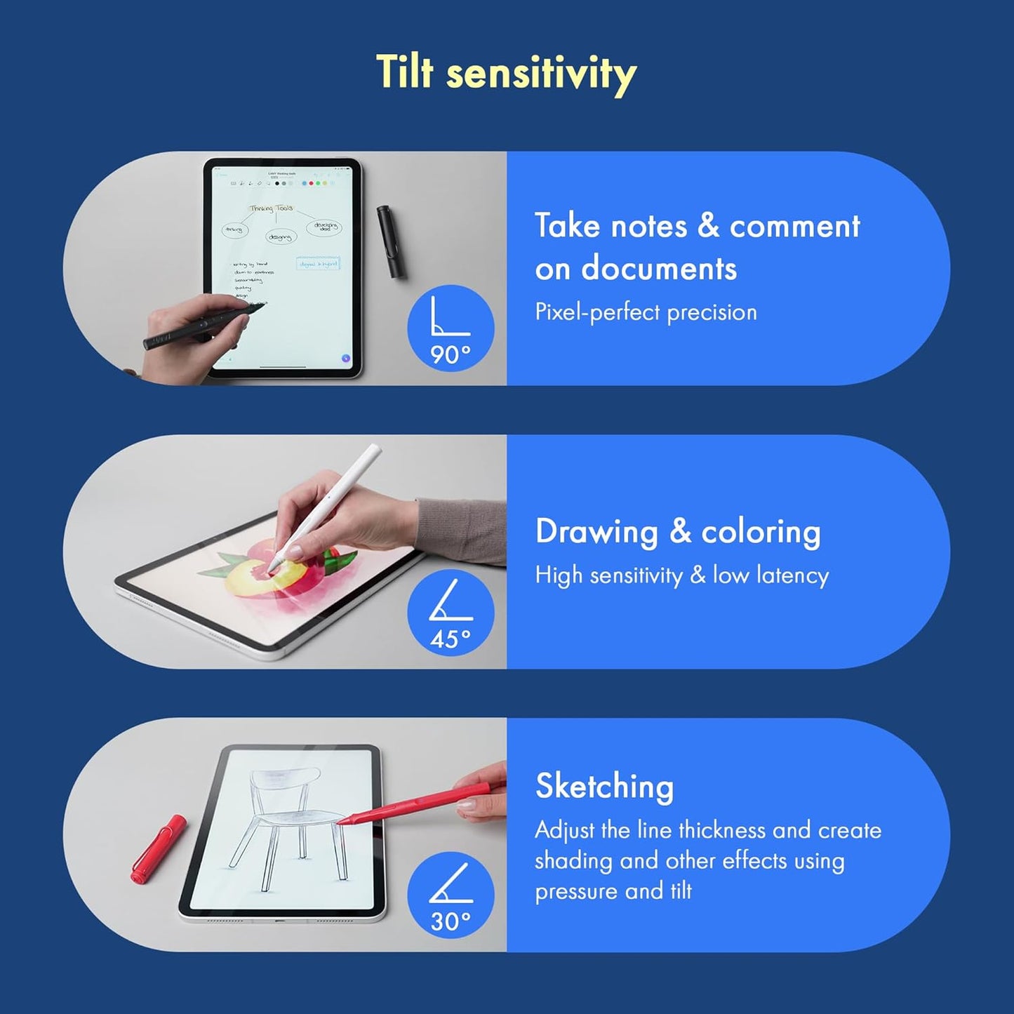 LAMY Safari Note+ Steel Black iPad Pen - Stylus Pen with Palm Rejection, tilt Sensitivity & Ergonomic Grip - Compatible with Various iPad Models & Generations - up to 10 Hours Battery Life