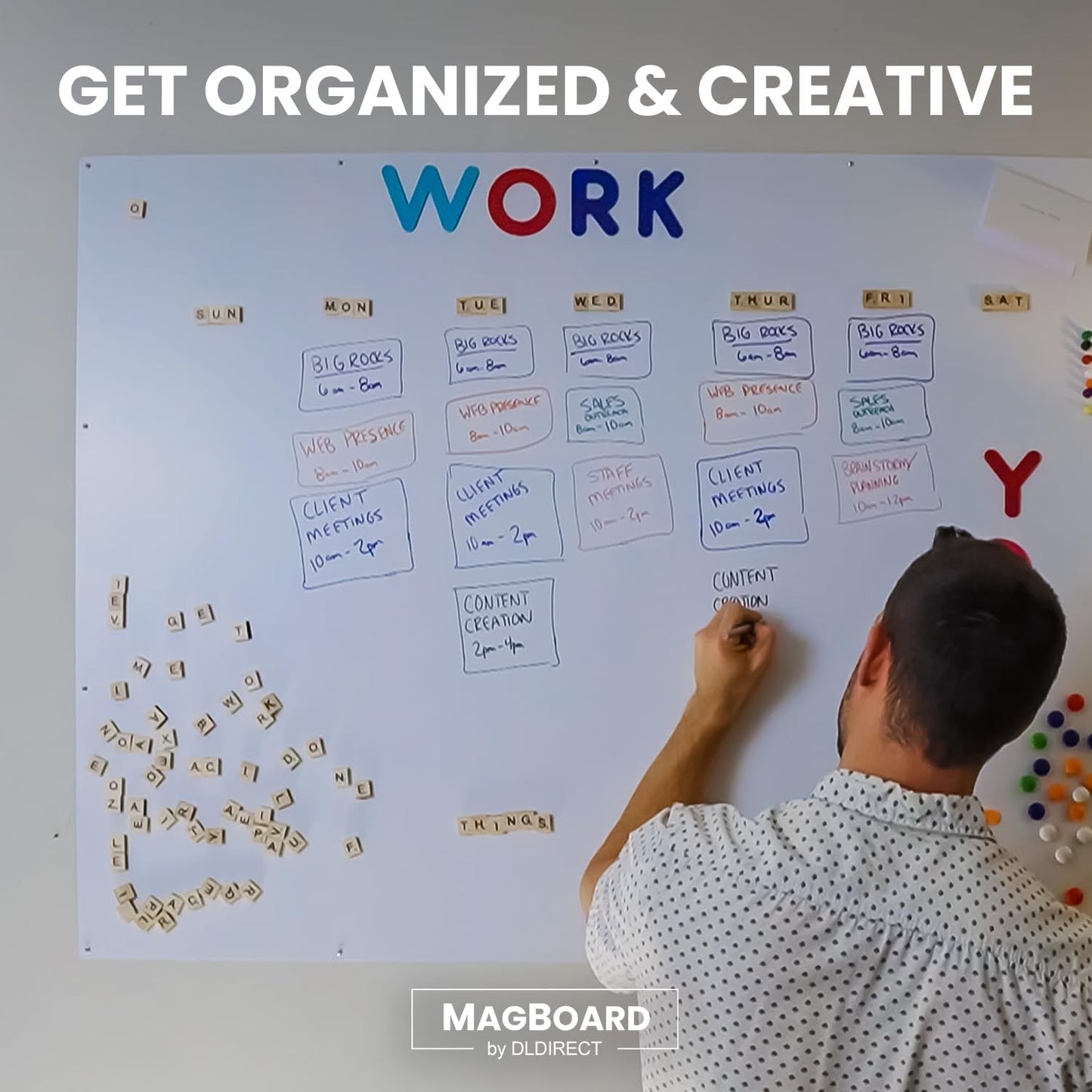 Diamond Life Magnetic Board - Memo & Vision Board for Home, Office, and Classroom - Magnet Board for Kids - Pre-drilled Mounting Screws Included (White 16"x24")