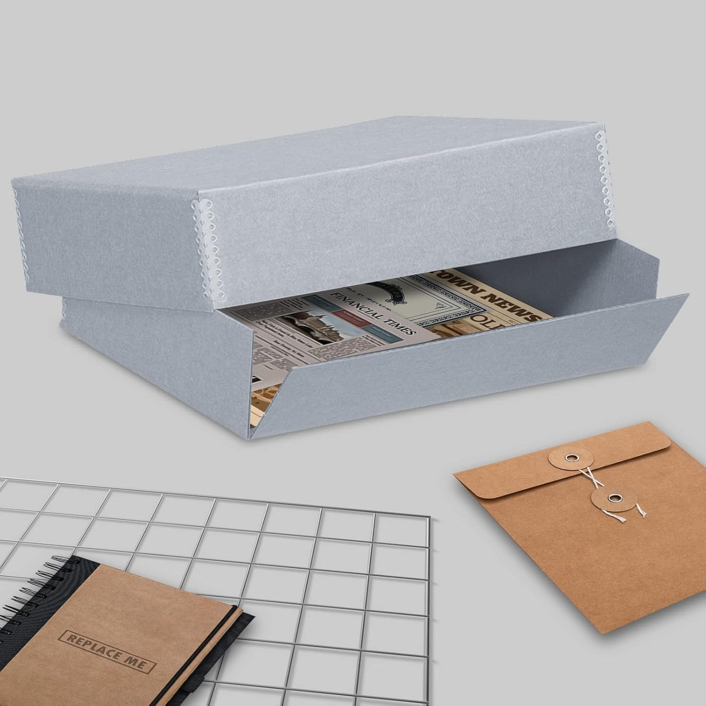 Lineco, Archival Storage Box, Museum Preservation Organizer with Drop Front Design, Acid-Free with Metal Edge, Preserves Picture Longevity, Photos, Documents, Crafts, DIY, 11x14