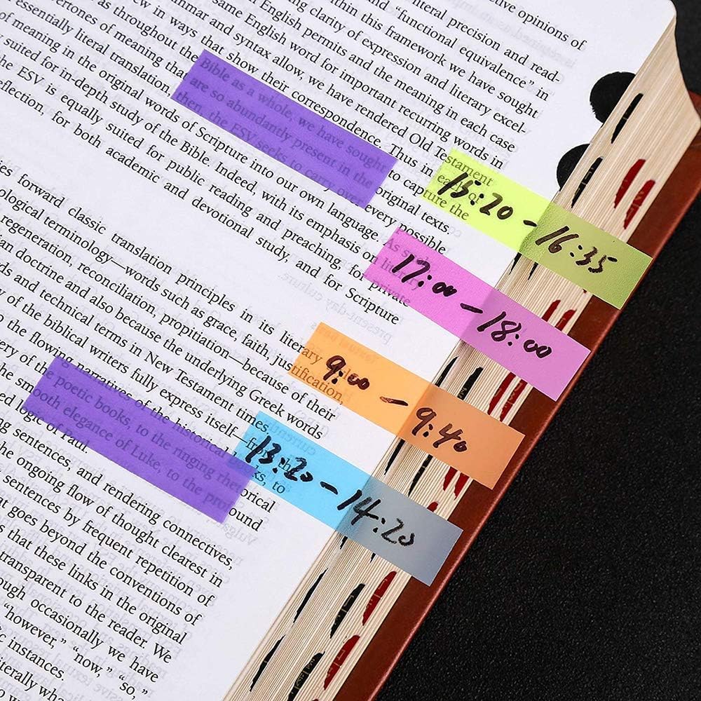 4 Sets Sticky Tabs, Neon Book Tabs, Colored Flag Page Tabs Self Adhesive for Annotating Books, Page Markers, Fluorescent File Index Tabs for Notebooks, Removes Cleanly, 640pcs