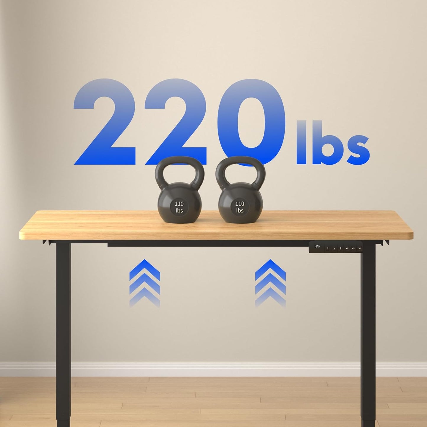 FLEXISPOT E3 Dual Motor Electric Standing Desk 55x28 Inch Whole-Piece Board Height Adjustable Electric Sit Stand Desk (Black Frame + Maple Desktop, 2 Packages)
