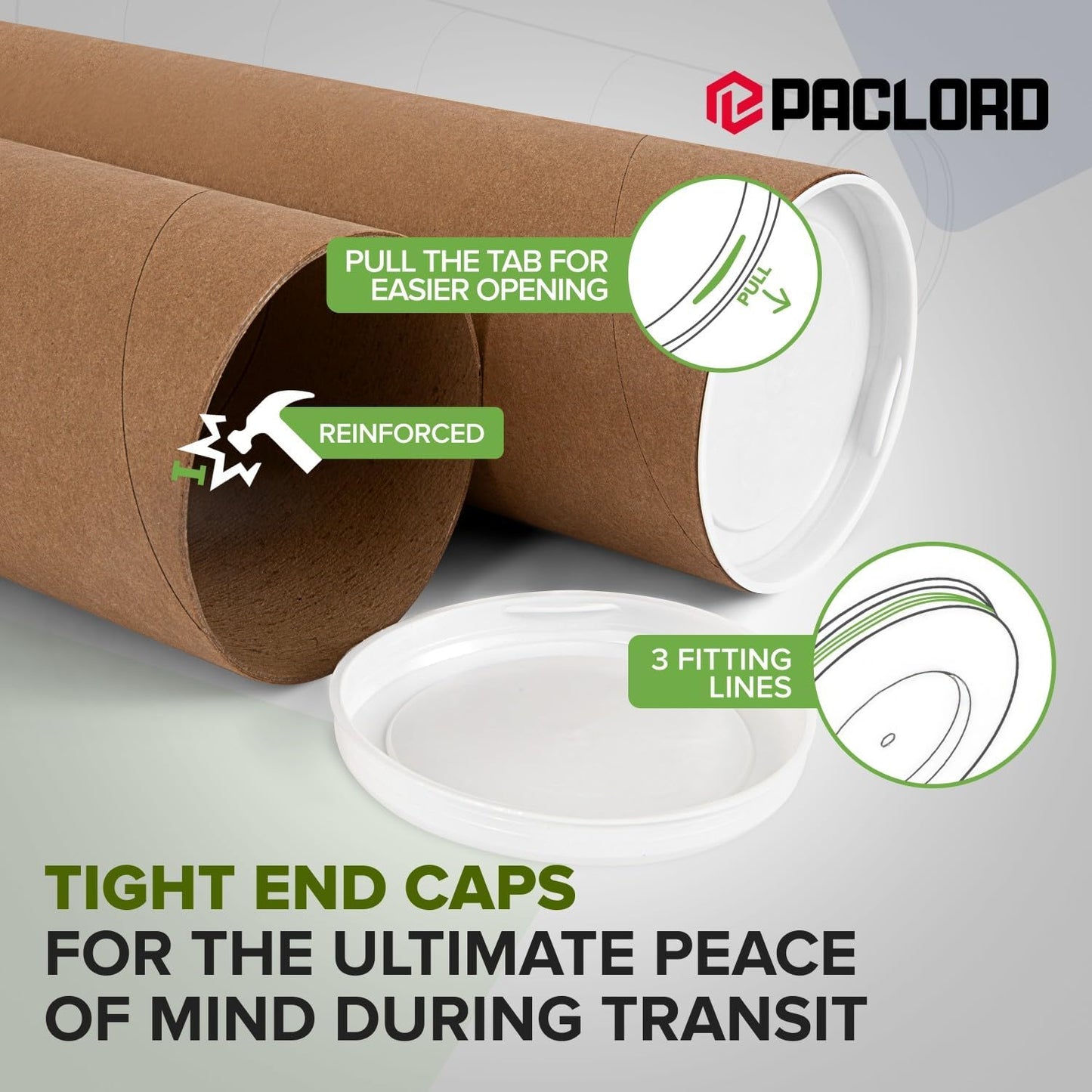 4" x 24" Reinforced Kraft Paper Mailing Tubes, Pack of 6 Tubes with 2 Caps Each – USPS Approved Poster Tube – Made in USA Cardboard Tube for Shipping and Storing Posters, Prints, Artwork, or Documents