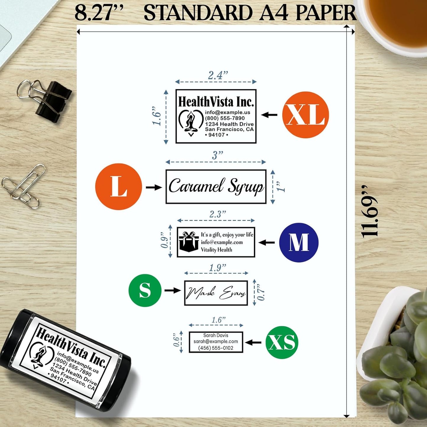 Custom Stamp - Personalized Self-Inking Stamp for Office, Teacher, Address & Business Label Stamper - 5 Sizes - 5 Ink Color Options - Up to 5 Lines of Customized Text (Custom)