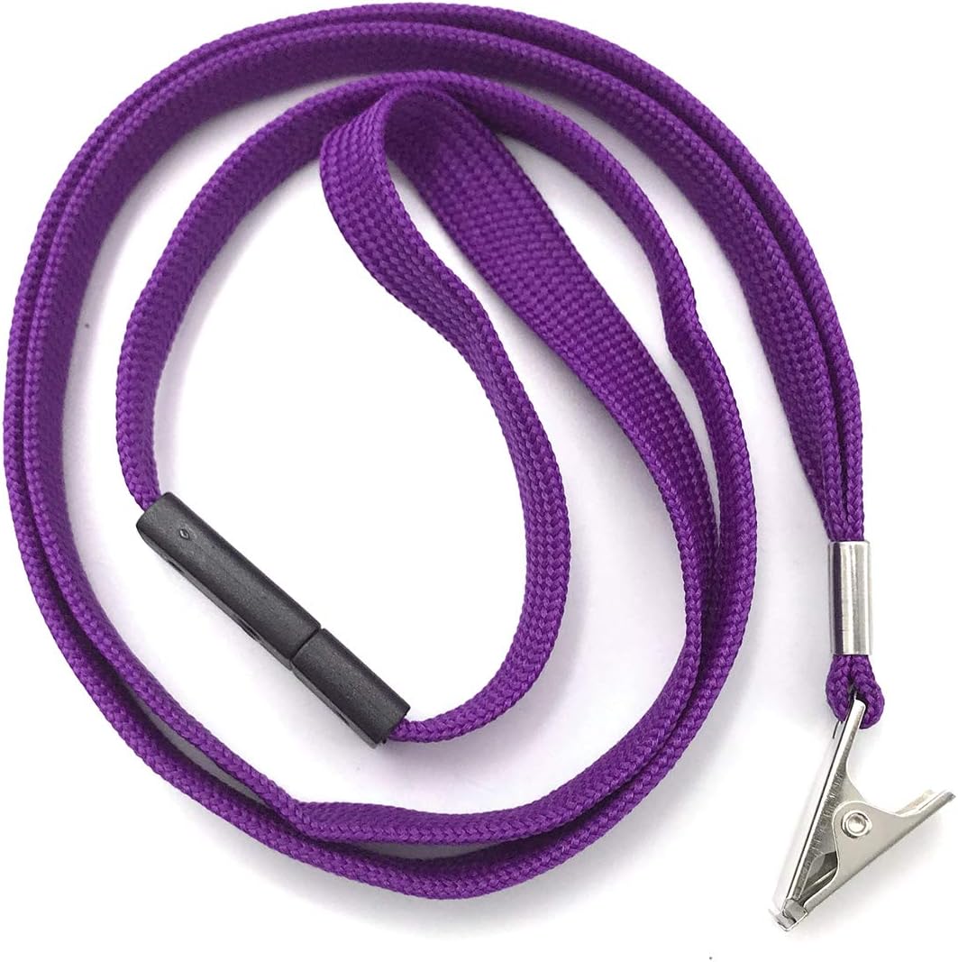Bird Fiy Lanyards Breakaway Bulk Black Lanyards Neck Flat Safety Badge Lanyard Bulldog Clip (Purple, 25 PCS)