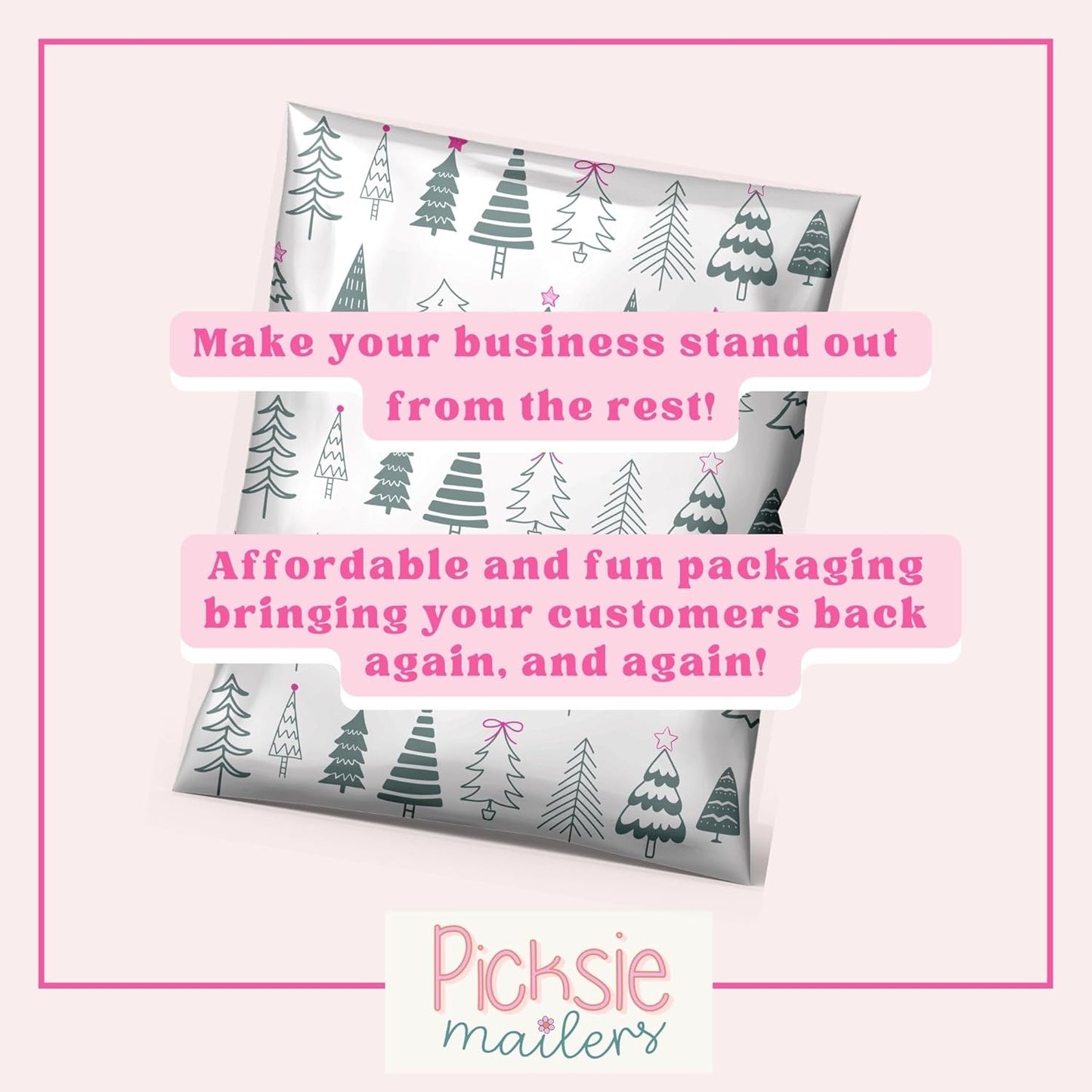 Christmas Poly Mailers 10x13 Holiday Supplies for Small Business Boutique Shipping Envelope for Clothing Cute Designer Shipping Bags - 100 Pack Festive Forest