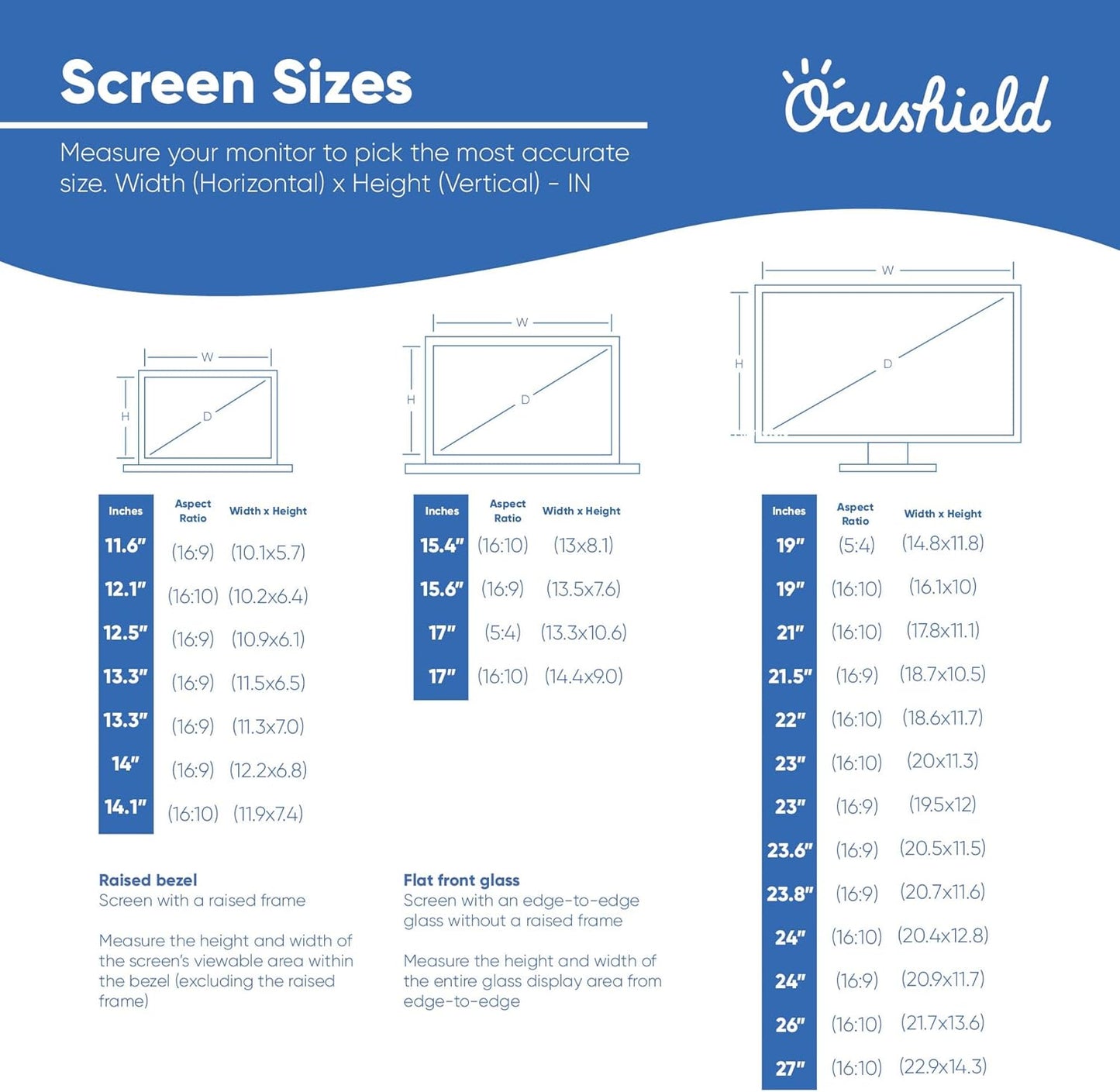 Ocushield 23” (16:10) Premium Anti Blue Light Screen Protector with Privacy Filter for Laptops and Computer Monitors - Anti-Glare - Easy Install - Anti-Fatigue (496 x 310 mm)