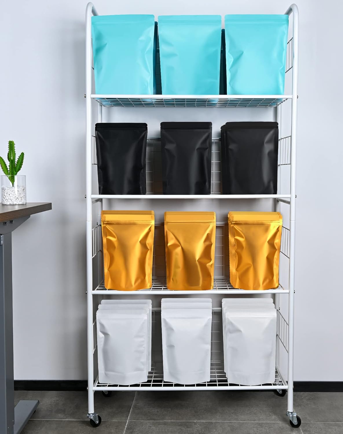 100 Pack Resealable Stand Up Bags,Smell Proof Pouch Sealable Foil Pouch Bags for Packaging (Black, 4" x 6")